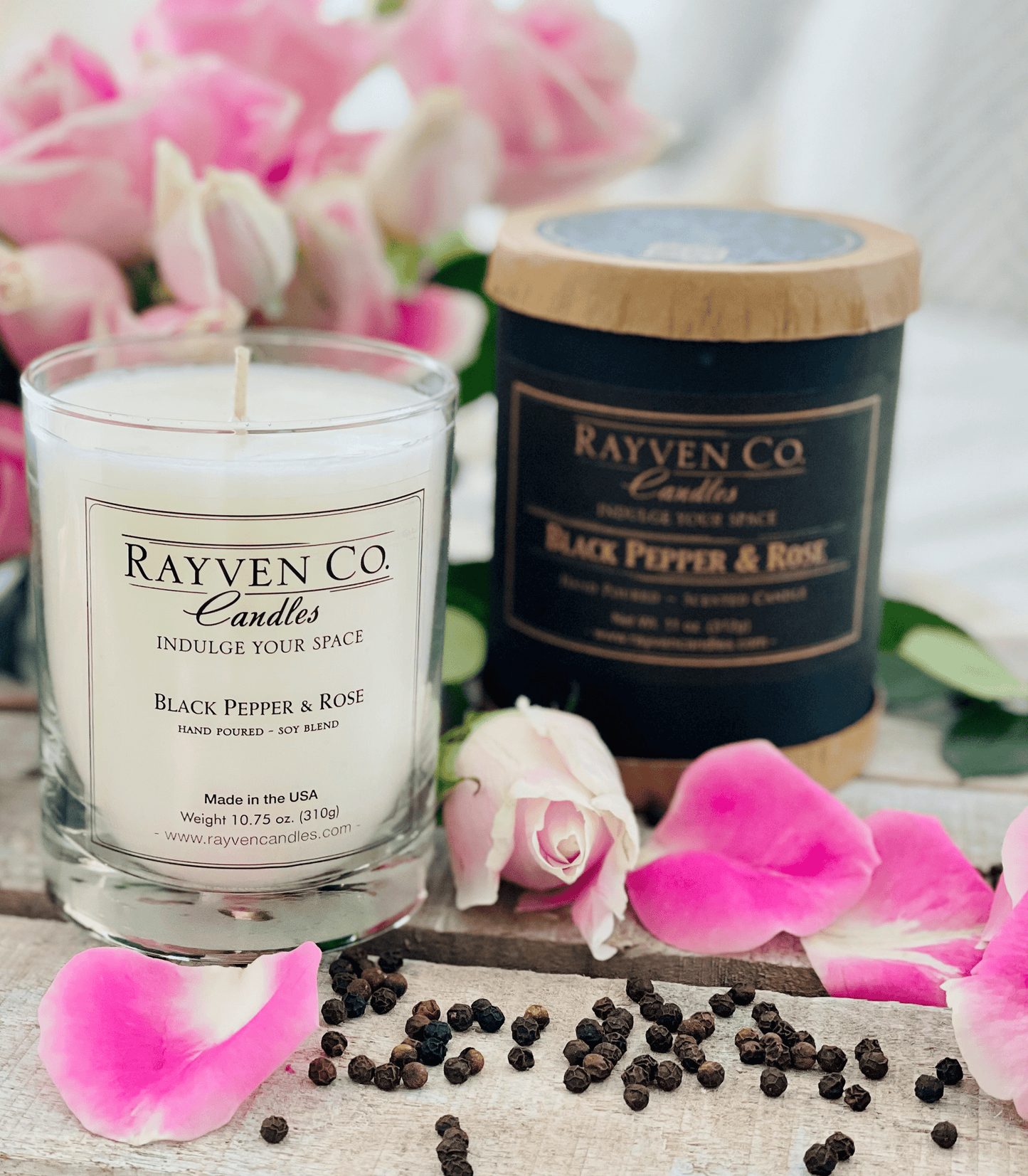 Rose Candle with Black Peppercorn