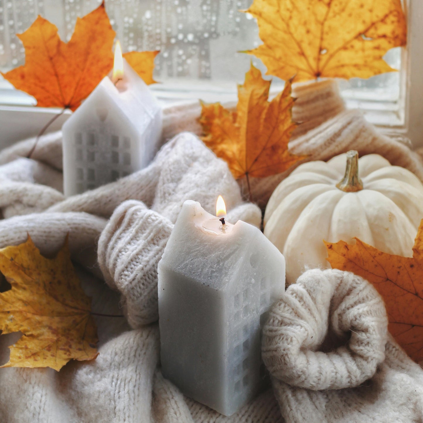 Luxury white pumpkin candle